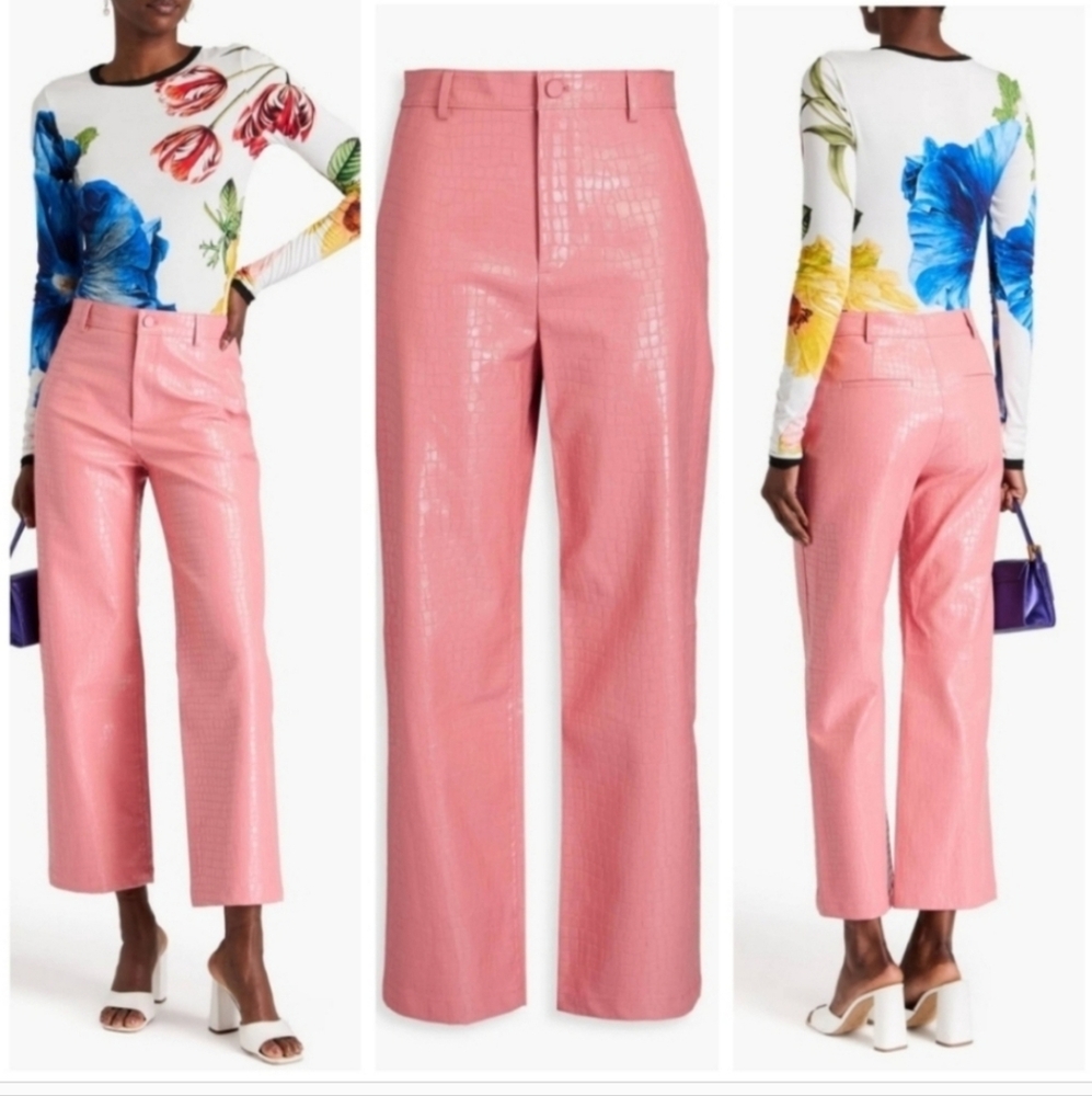 ALICE + OLIVIA TRENT VEGAN CROC CROPPED PANT SIZE 6